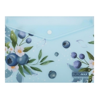 Папка-конверт А5 на кнопці, BLUEBERRY ARABESKI, напівпрозора, морська хвиля Buromax BM.3919-17