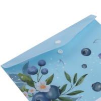 Папка-конверт А5 на кнопці, BLUEBERRY ARABESKI, напівпрозора, морська хвиля Buromax BM.3919-17