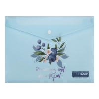 Папка-конверт А5 на кнопці, BLUEBERRY ARABESKI, напівпрозора,аквамарин Buromax BM.3919-52