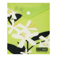 Папка-конверт А6 на кнопці, PLUMERIA ARABESKI, напівпрозора, салатова Buromax BM.3922-15