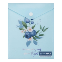 Папка-конверт А6 на кнопці, BLUEBERRY ARABESKI, напівпрозора,аквамарин Buromax BM.3922-52