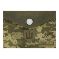 Папка-конверт на кнопці ,MILITARY A7, непрозорий матовий, пластик, зелений Buromax BM.3923-04