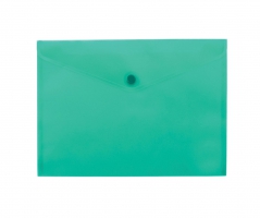 Папка-конверт, на кнопці, А5, глянцевий прозорий пластик, бірюзова Buromax BM.3936-06