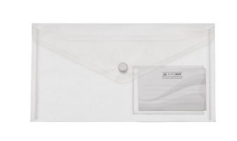 Папка-конверт на кнопке, DL (240х130мм) TRAVEL, прозрачная Buromax BM.3938-00
