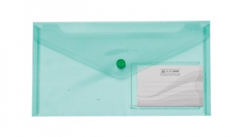 Папка-конверт на кнопке, DL (240х130мм) TRAVEL, зеленая Buromax BM.3938-04