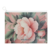 Папка-конверт А4 на zip-блискавці, PEONY ARABESKI, напівпрозора, рожева Buromax BM.3948-10