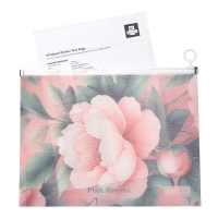 Папка-конверт А4 на zip-блискавці, PEONY ARABESKI, напівпрозора, рожева Buromax BM.3948-10