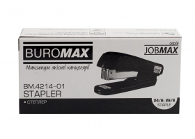 Степлер пластиковий, JOBMAX, 20 арк., (скоби №24, 26), чорний Buromax BM.4214-01