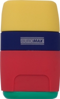 Гумка + Чинка RAINBOW, RUBBER TOUCH, 2 отв., контейнер, пластик.корпус Buromax BM.4771