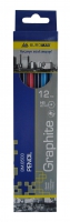 Карандаш графитовый НВ, ассорти, с белой. полосой, с ластиком, карт. коробка Buromax BM.8503