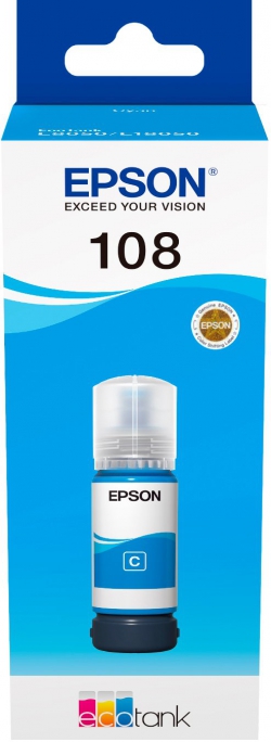 Контейнер c чернилами Epson 108 EcoTank L8050/L18050 cyan C13T09C24A