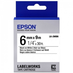 Картридж с лентой Epson LK2WBN принтеров LW-300/400/400VP/700 Std Blk/Wht 6mm/9m C53S652003