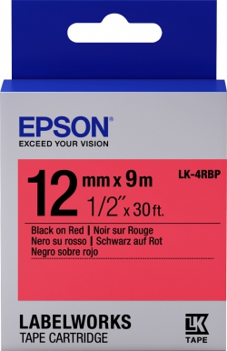 Картридж зі стрічкою Epson LK4RBP принтерів LW-300/400/400VP/700 Pastel Black/Red 12mm/9m C53S654007