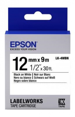 Картридж с лентой Epson LK4WBN принтеров LW-300/400/400VP/700 Standard Black/White 12mm/9m C53S654021