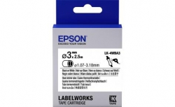 Картридж с лентой Epson LK4WBA3 принтеров LW-300/400/400VP/700 Blk/Wht d3mm/2,5 m C53S654903