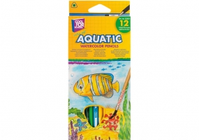 Олівці кольорові акварельні "Aquatic Extra Soft", 12 кольорів, трикутні, з пензлем COOLFORSCHOOL CF15157