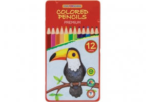 Карандаши цветные "Premium", 12 цветов, трехгранные, в металлической коробке COOLFORSCHOOL CF15178
