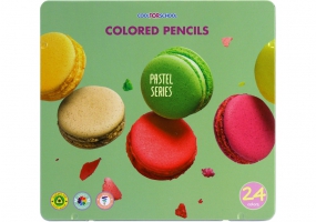 Олівці кольорові преміум "PASTEL" тригранні, 24 кольори, в металевій коробці COOLFORSCHOOL CF15189