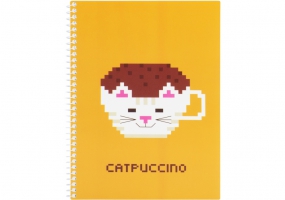 Блокнот "Pixel: Catpuccino" А5 (150х200), пластиковая обложка, спираль, 60 арк., ячейка COOLFORSCHOOL CF21213-07