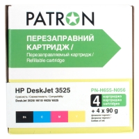 Картридж перезаправляемый HP deskjet 3525 (комплект 4 шт + чернила) (pn-h655-n056) Patron CIR-PN-H655-056