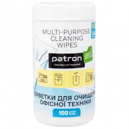 Салфетки для очистки оргтехники бумажные, туба 100 шт Patron (F3-060) CS-PN-F3-060
