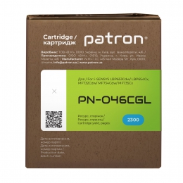 Картридж совместимый Canon 046 green label, голубой Patron (pn-046cgl) CT-CAN-046-C-PN-GL