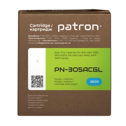 Картридж совместимый HP 305a (ce411a) голубой green label Patron (pn-305acgl) CT-HP-CE411A-C-PN-GL