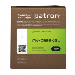 Тонер-картридж совместимый oki 46508736 green label, черный Patron (pn-c332kgl) CT-OKI-C332-K-PN-GL