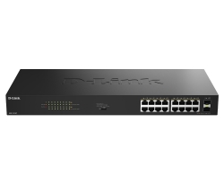 Коммутатор D-Link  DGS-1018P 16x1GE PoE+, 240W, 30Вт/порт, Неуправляемый