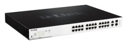 Комутатор D-Link DGS-1100-26MP 24x1GE PoE, 2xSFP/GE, 370Вт, EasySmart