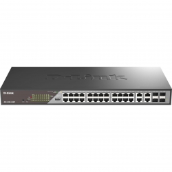 Коммутатор D-Link DSS-200G-28MPP 24xGE PoE, 4xSFP/GE, 518Вт, Неуправляемый