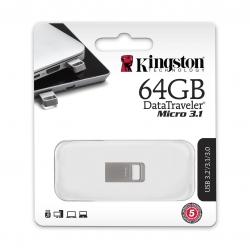 Накопитель Kingston   64GB USB 3.2 Type-A Gen1 DT Micro R200MB/s Metal DTMC3G2/64GB