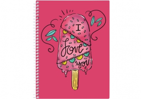Блокнот "Valentine: Ice Cream" А5 (150х200), пластиковая обложка, спираль, 80 арк., ячейка ECONOMIX E21951-09