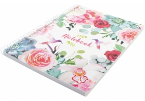 Блокнот "Spring Mood: Pink Flowers" А5, пластиковая обл., спираль, 80 л., ячейка ECONOMIX E21952-04