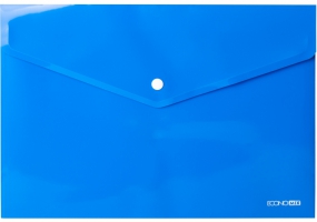 Папка-конверт А4 прозрачная на кнопке Economix, 180 мкм, фактура "глянец", синяя E31301-02