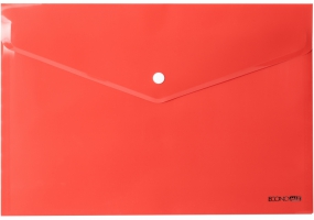 Папка-конверт А4 прозрачная на кнопке Economix, 180 мкм, фактура "глянец", красная E31301-03