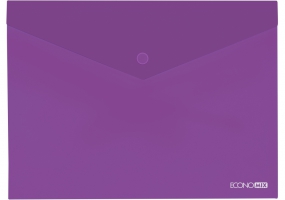 Папка-конверт А4 прозора на кнопці Economix, 180 мкм, фактура "глянець", фіолетова E31301-12