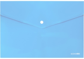 Папка-конверт А4 на кнопке Economix, 180 мкм, непрозрачная, фактура "глянец", пастельная голубая E31301-82