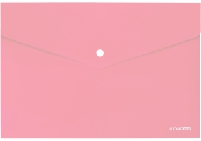 Папка-конверт А4 на кнопке Economix, 180 мкм, непрозрачная, фактура "глянец", пастельная розовая E31301-89