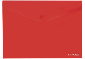 Папка-конверт В5 прозрачная на кнопке Economix, 180 мкм, фактура "глянец", красная E31302-03