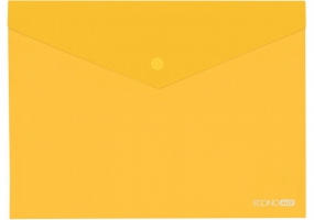Папка-конверт В5 прозрачная на кнопке Economix, 180 мкм, фактура "глянец", желтая E31302-05