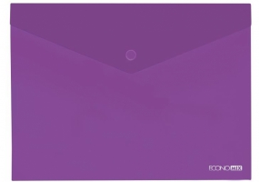 Папка-конверт В5 прозора на кнопці Economix, 180 мкм, фактура "глянець", фіолетова E31302-12