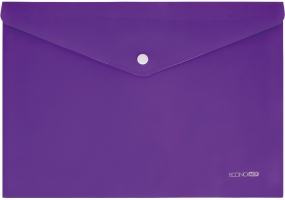 Папка-конверт А4 непрозора на кнопці Economix, 180 мкм, фактура "помаранч", фіолетова E31305-58