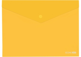 Папка-конверт А5 прозрачная на кнопке Economix, 180 мкм, фактура "глянец", желтая E31316-05