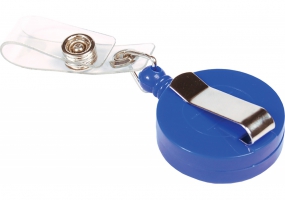 Держатель для бейджа Economix с рулеткой , синий, форма круга E41450