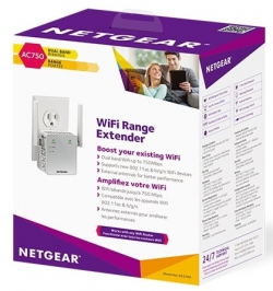 Розширювач WiFi-покриття NETGEAR EX3700 AC750, 1xFE LAN, 2x зовнішн. ант. EX3700-100PES