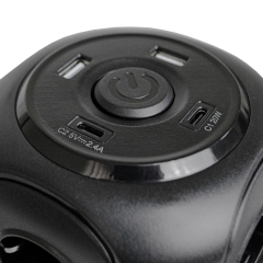 Фільтр мережевий 8 розеток + 2 х USB, 2 x USB-C, вежа, 3 м, 16 А, 250 В, чорний Patron Power (SP-1683-USBT) EXT-PN-SP-1683-USBT