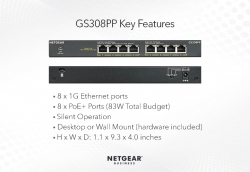 Комутатор NETGEAR GS308PP 8xGE PoE+ (83Вт), FlexPoE, некерований GS308PP-100EUS