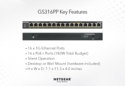 Комутатор NETGEAR GS316PP 16xGE PoE+ (183Вт), FlexPoE, некерований GS316PP-100EUS