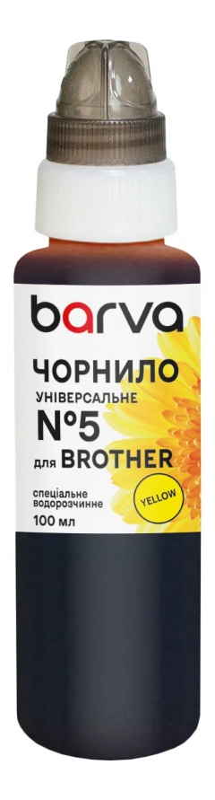 Чернила для Brother универсальные №5 100 мл, водорастворимые, желтые Barva (BU5-482e) I-BARE-BU5-100-Y